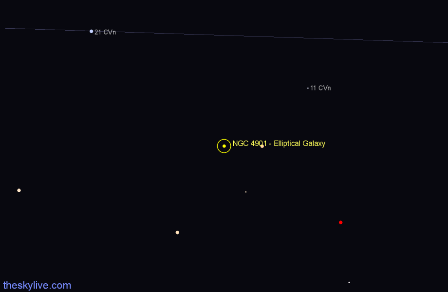 Finder chart NGC 4901 - Elliptical Galaxy in Canes Venatici star