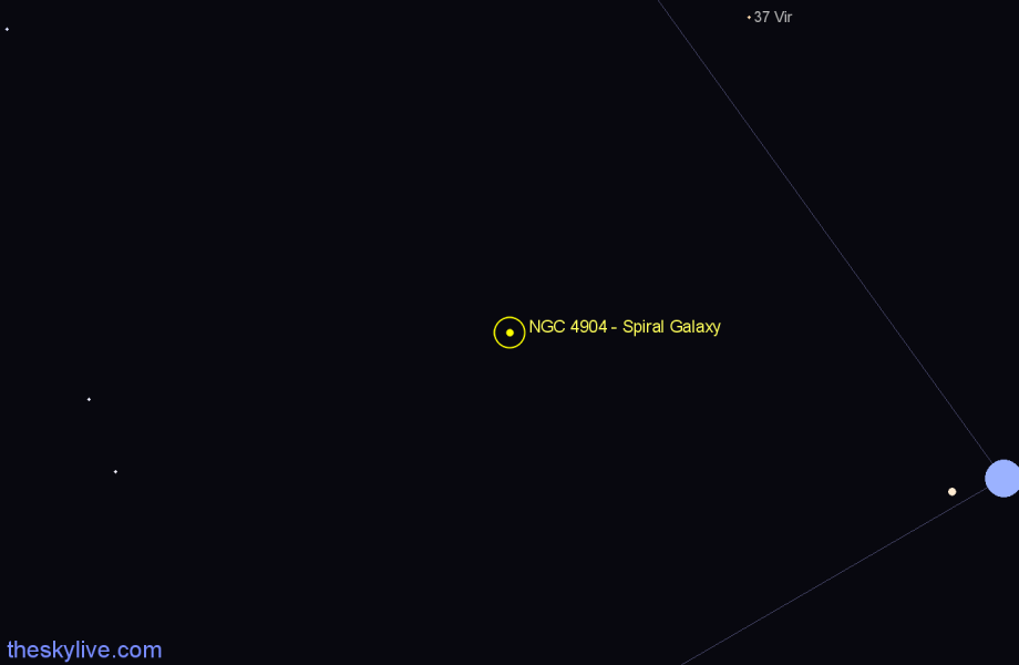 Finder chart NGC 4904 - Spiral Galaxy in Virgo star