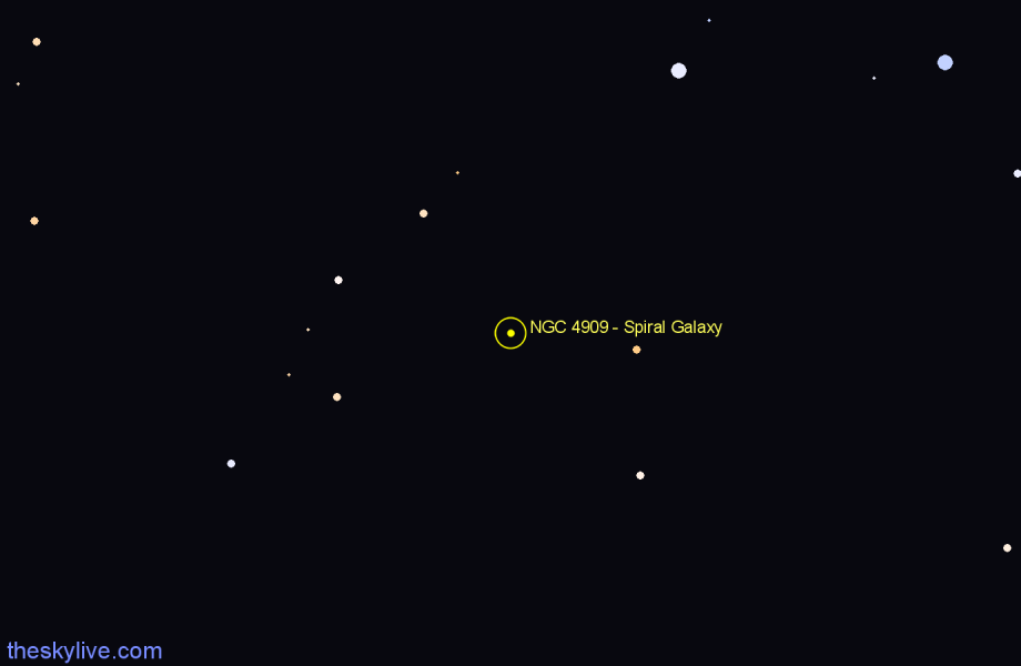 Finder chart NGC 4909 - Spiral Galaxy in Centaurus star