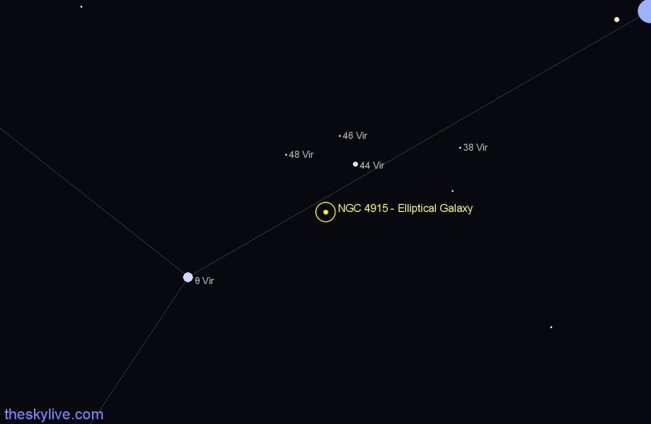 Finder chart NGC 4915 - Elliptical Galaxy in Virgo star
