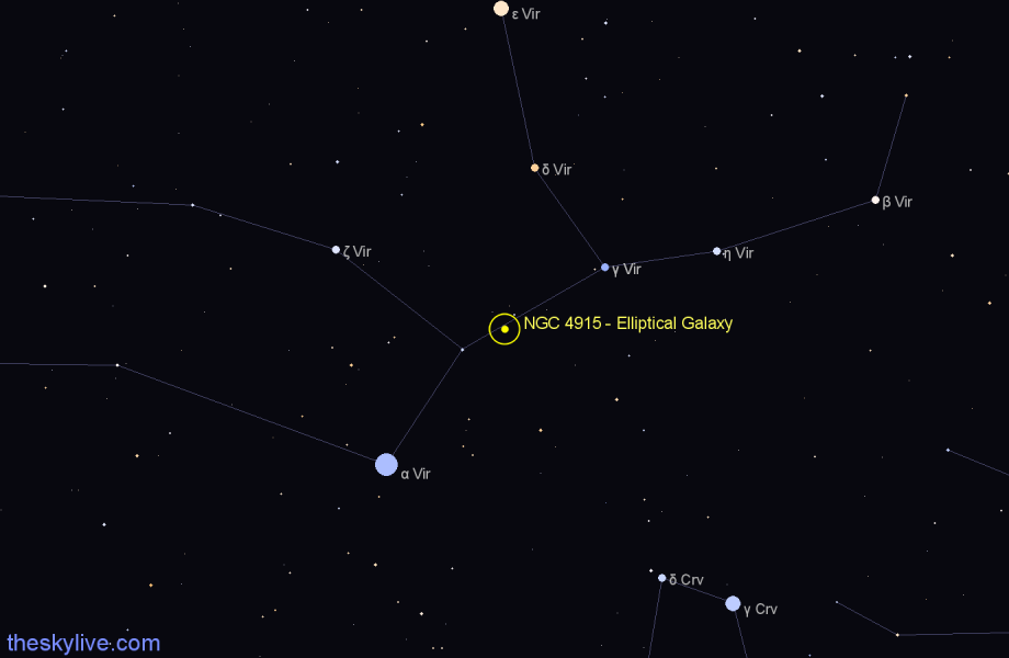 Finder chart NGC 4915 - Elliptical Galaxy in Virgo star