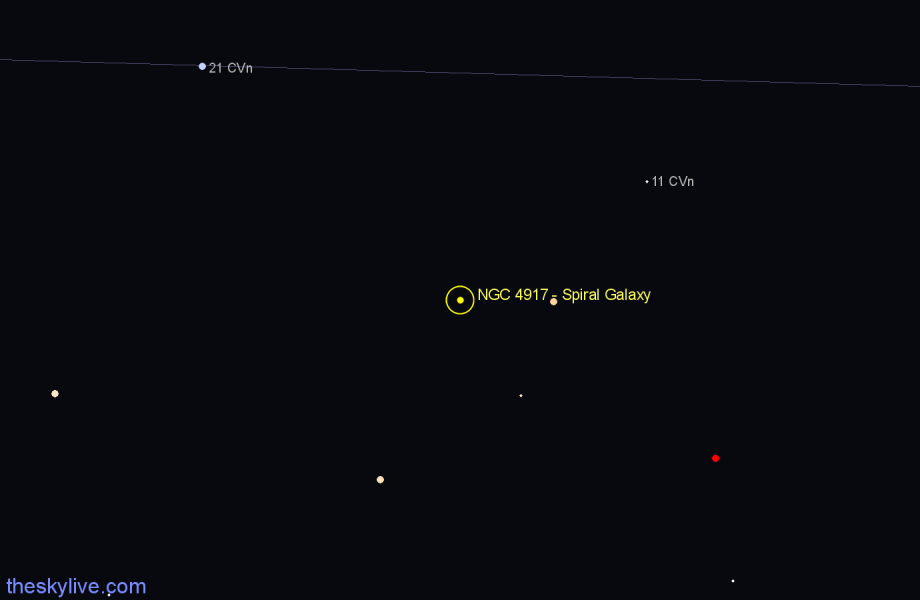 Finder chart NGC 4917 - Spiral Galaxy in Canes Venatici star