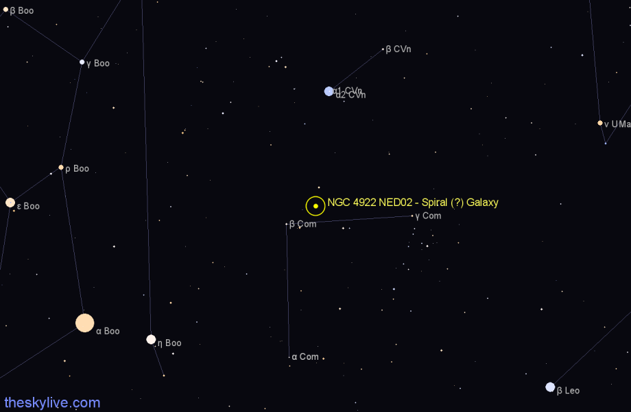 Finder chart NGC 4922 NED02 - Spiral (?) Galaxy in Coma Berenices star