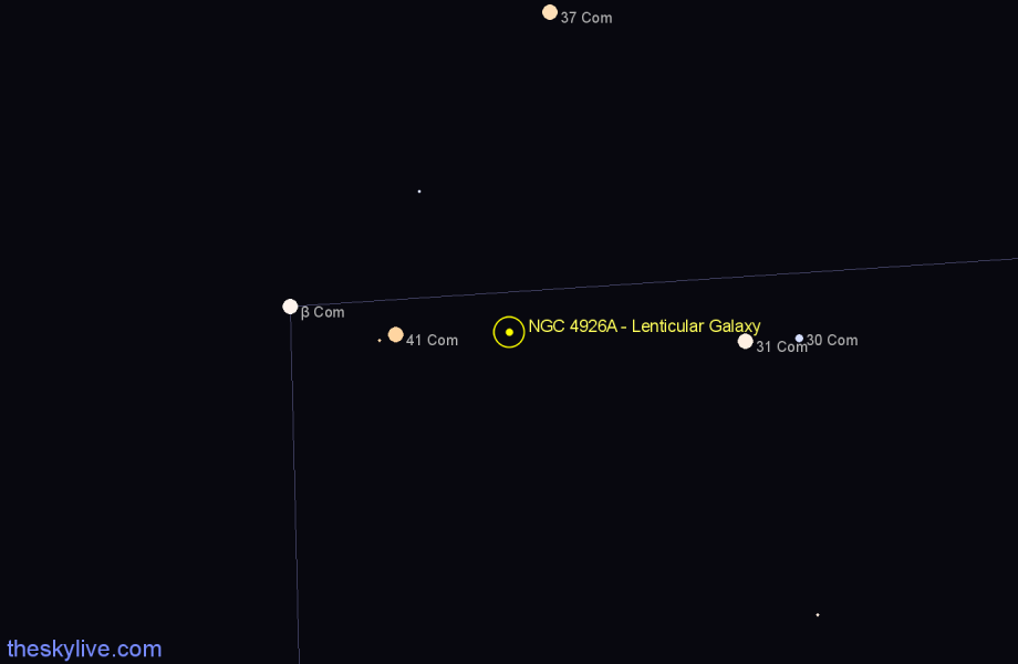 Finder chart NGC 4926A - Lenticular Galaxy in Coma Berenices star