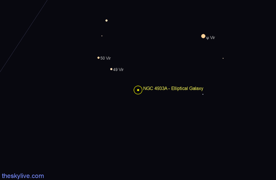 Finder chart NGC 4933A - Elliptical Galaxy in Virgo star