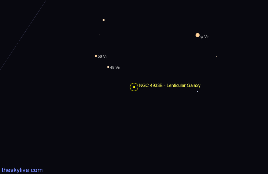 Finder chart NGC 4933B - Lenticular Galaxy in Virgo star