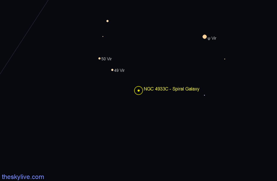 Finder chart NGC 4933C - Spiral Galaxy in Virgo star