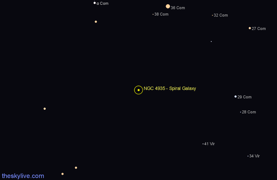 Finder chart NGC 4935 - Spiral Galaxy in Virgo star