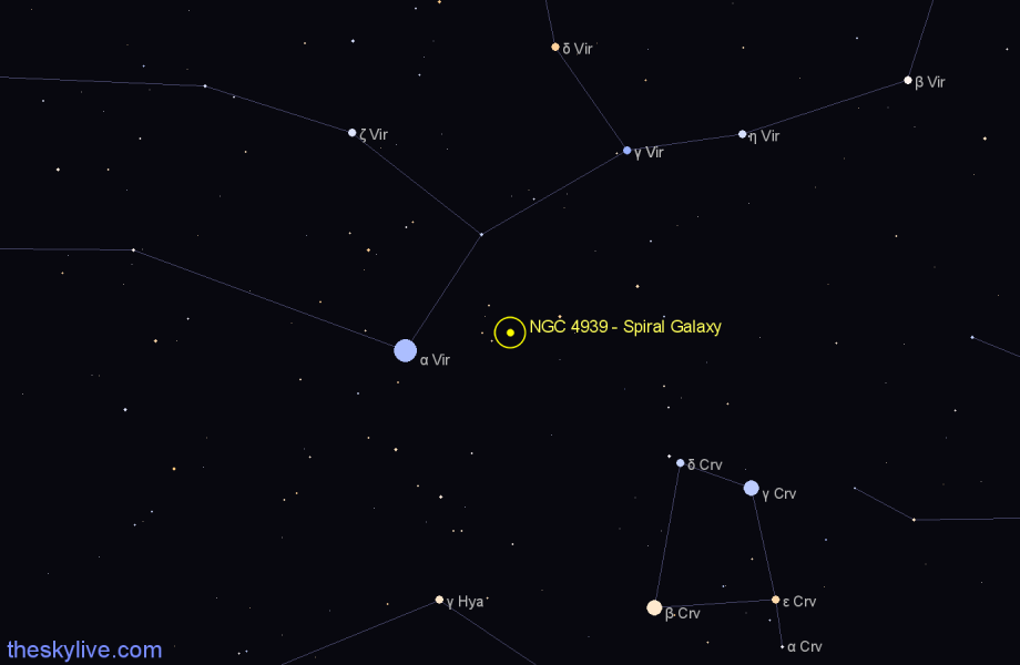 Finder chart NGC 4939 - Spiral Galaxy in Virgo star