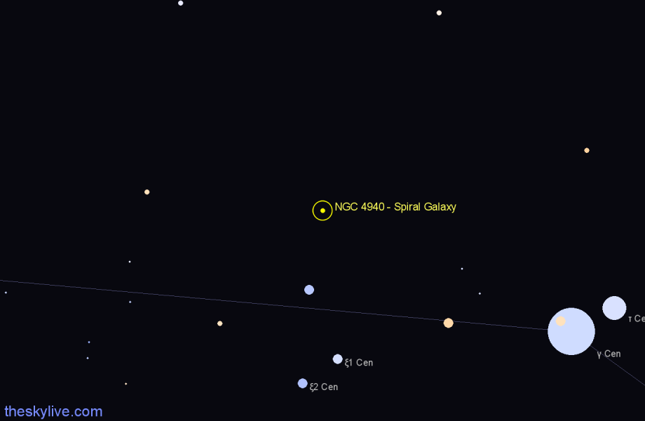 Finder chart NGC 4940 - Spiral Galaxy in Centaurus star