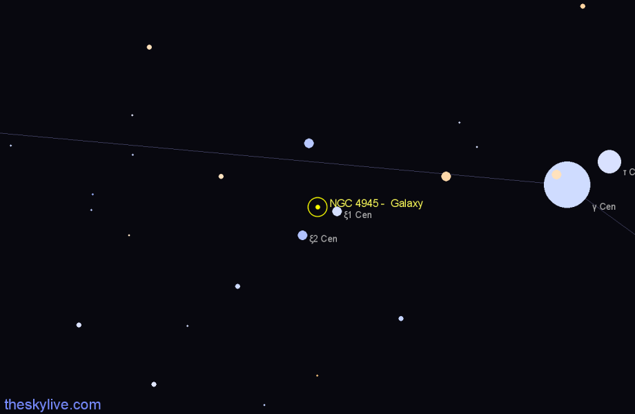 Finder chart NGC 4945 - Galaxy in Centaurus star