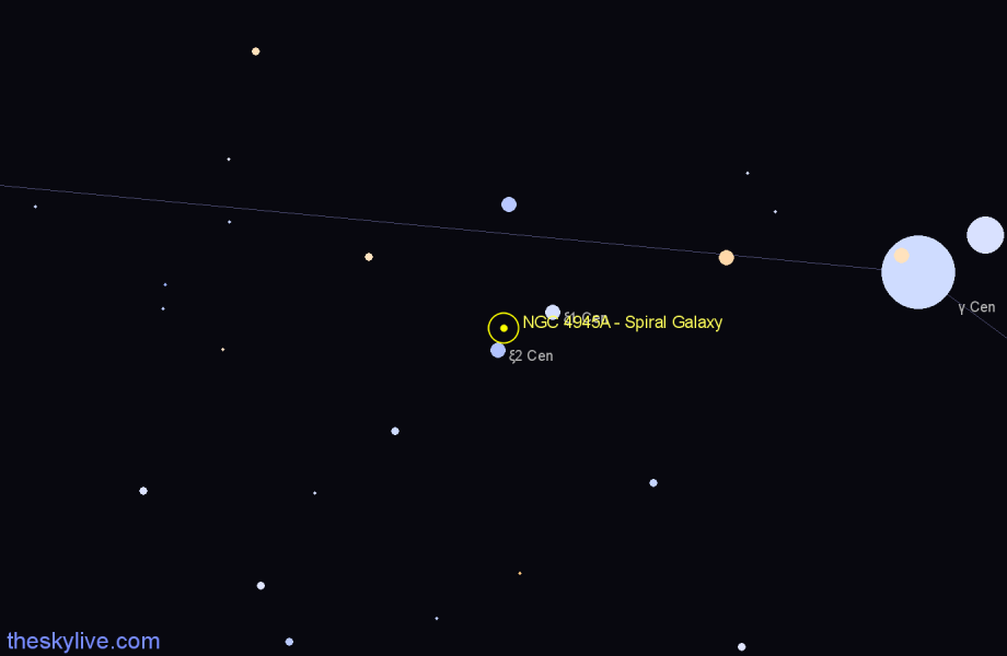 Finder chart NGC 4945A - Spiral Galaxy in Centaurus star