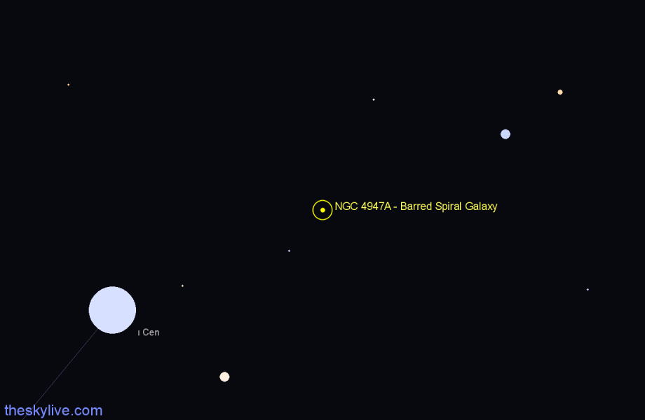 Finder chart NGC 4947A - Barred Spiral Galaxy in Centaurus star