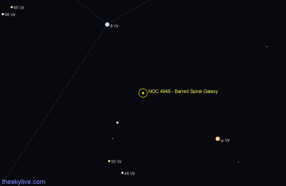 Finder chart NGC 4948 - Barred Spiral Galaxy in Virgo star