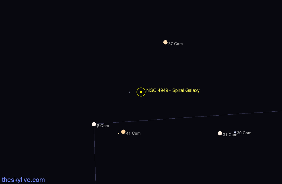 Finder chart NGC 4949 - Spiral Galaxy in Coma Berenices star