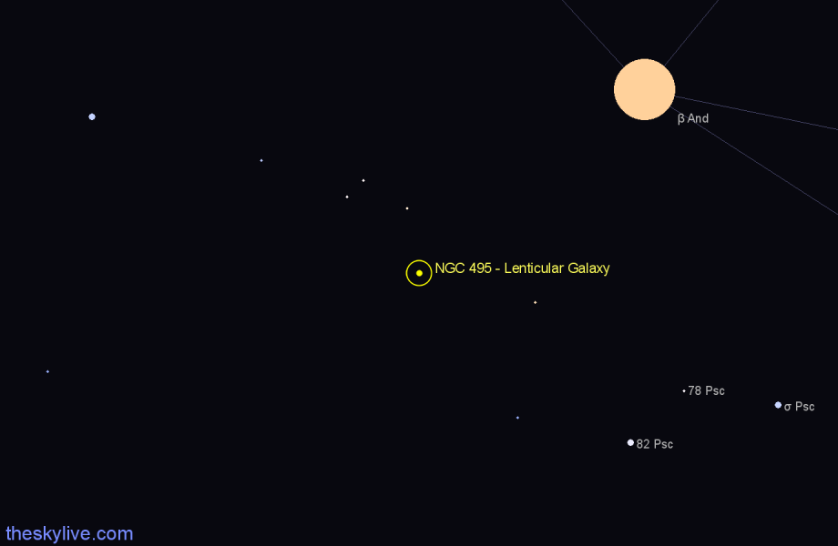 Finder chart NGC 495 - Lenticular Galaxy in Pisces star