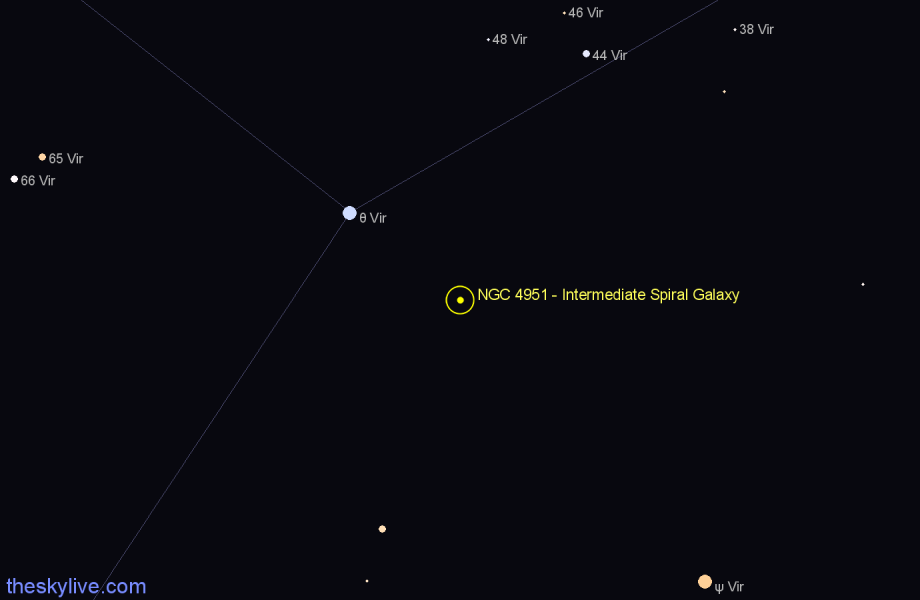 Finder chart NGC 4951 - Intermediate Spiral Galaxy in Virgo star