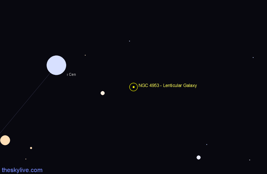 Finder chart NGC 4953 - Lenticular Galaxy in Centaurus star