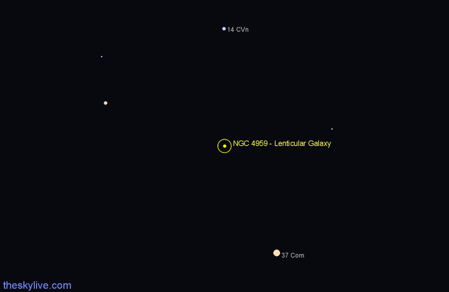 Finder chart NGC 4959 - Lenticular Galaxy in Canes Venatici star