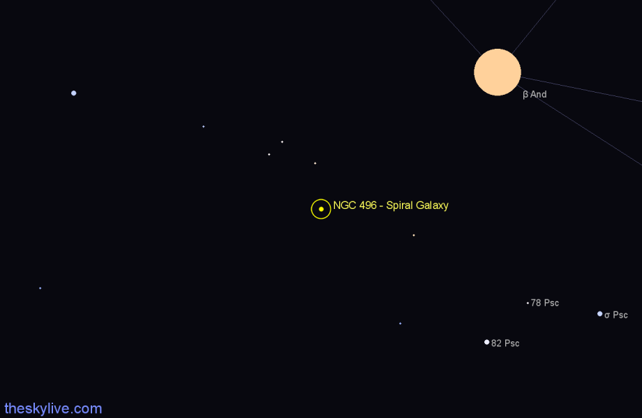 Finder chart NGC 496 - Spiral Galaxy in Pisces star