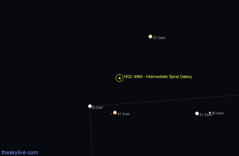 Finder chart NGC 4966 - Intermediate Spiral Galaxy in Coma Berenices star