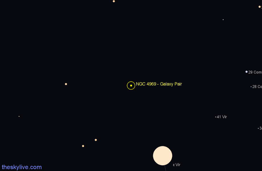 Finder chart NGC 4969 - Galaxy Pair in Virgo star