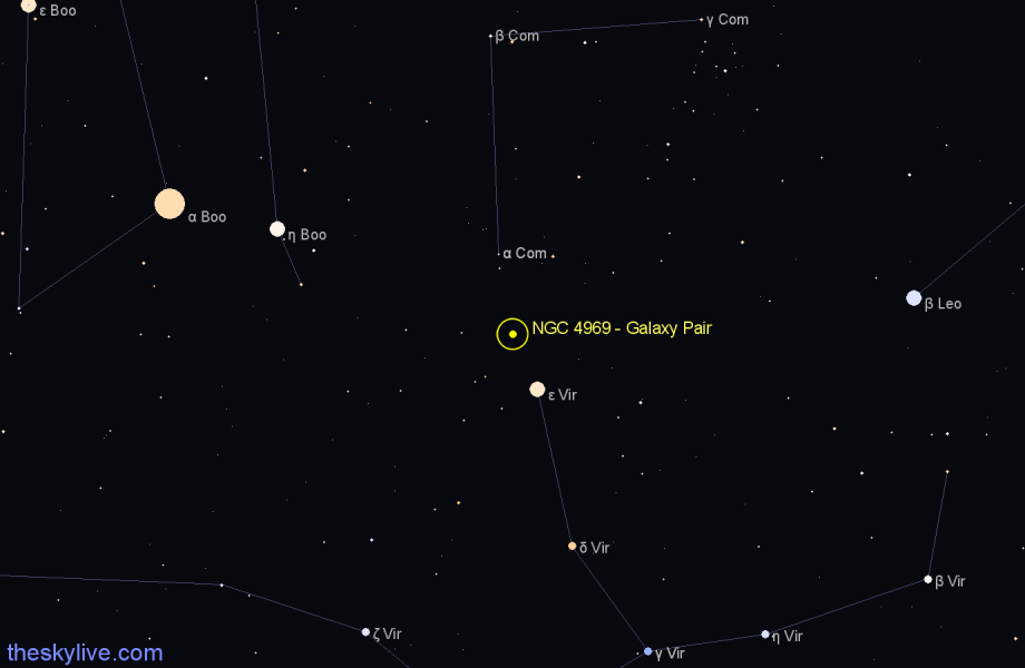 Finder chart NGC 4969 - Galaxy Pair in Virgo star