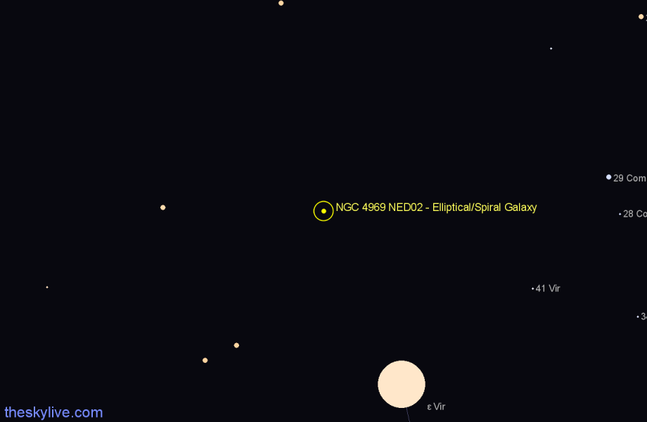 Finder chart NGC 4969 NED02 - Elliptical/Spiral Galaxy in Virgo star