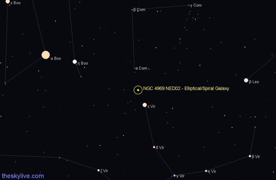 Finder chart NGC 4969 NED02 - Elliptical/Spiral Galaxy in Virgo star