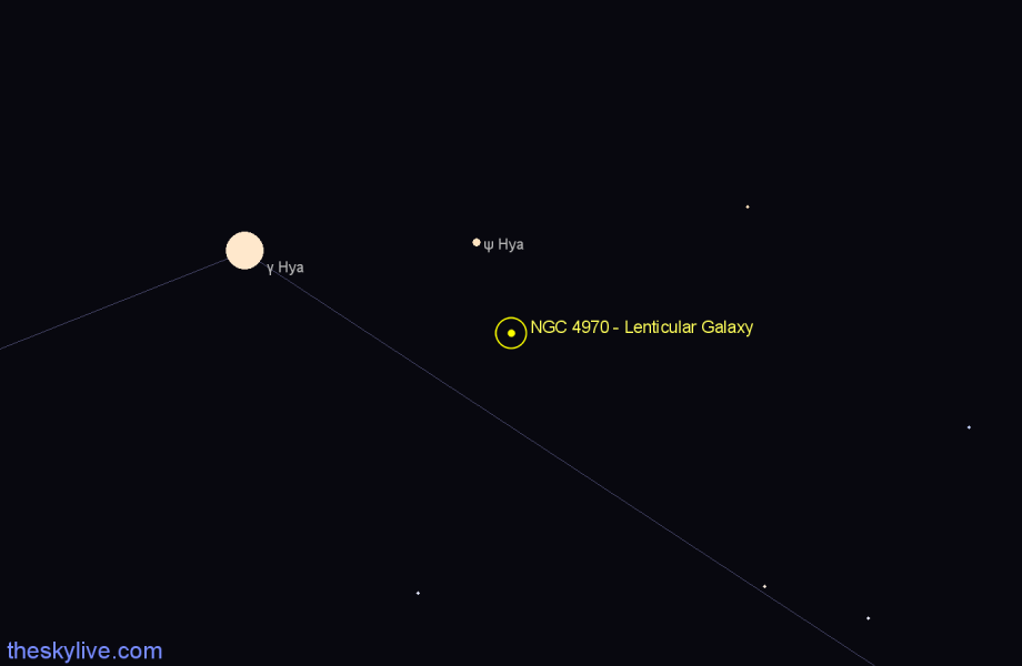 Finder chart NGC 4970 - Lenticular Galaxy in Hydra star