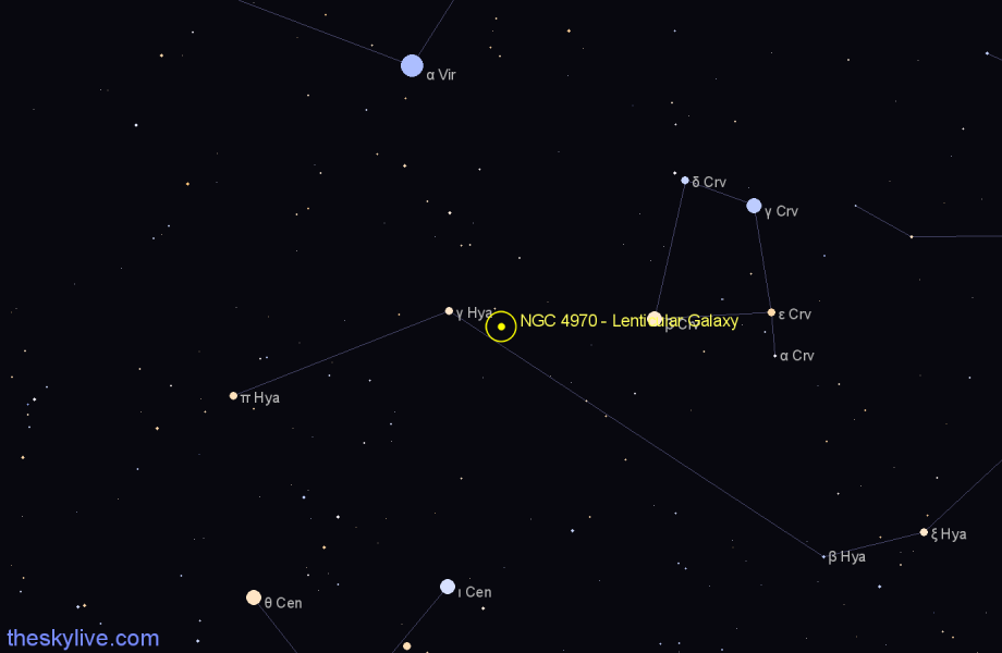 Finder chart NGC 4970 - Lenticular Galaxy in Hydra star