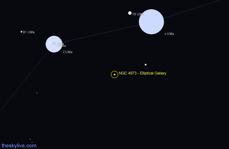 Finder chart NGC 4973 - Elliptical Galaxy in Ursa Major star