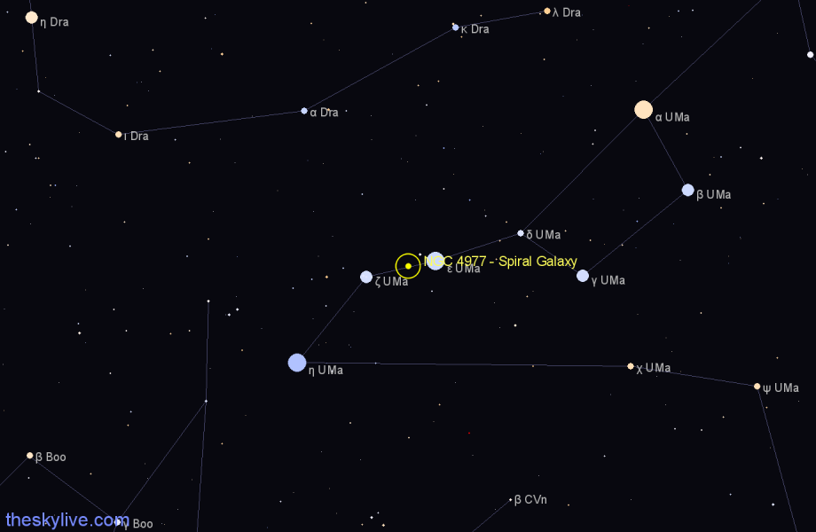 Finder chart NGC 4977 - Spiral Galaxy in Ursa Major star