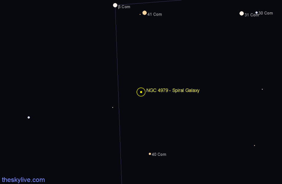 Finder chart NGC 4979 - Spiral Galaxy in Coma Berenices star