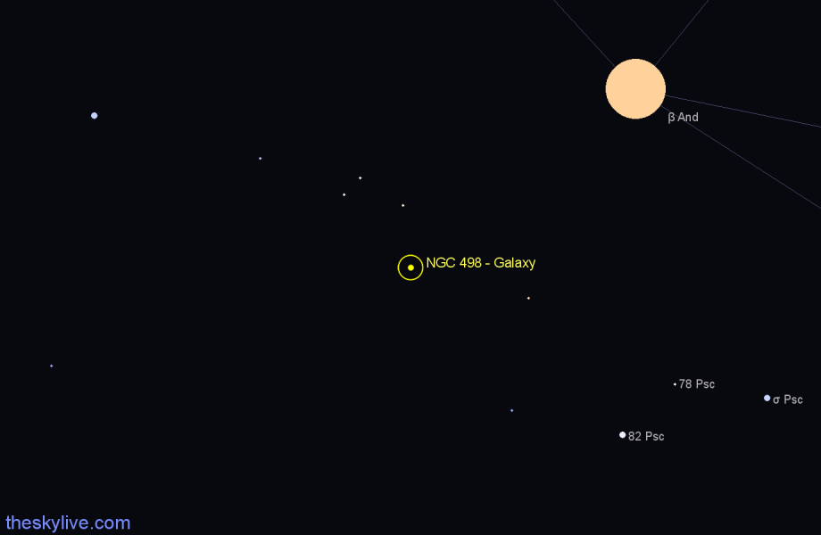 Finder chart NGC 498 - Galaxy in Pisces star