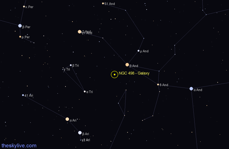 Finder chart NGC 498 - Galaxy in Pisces star