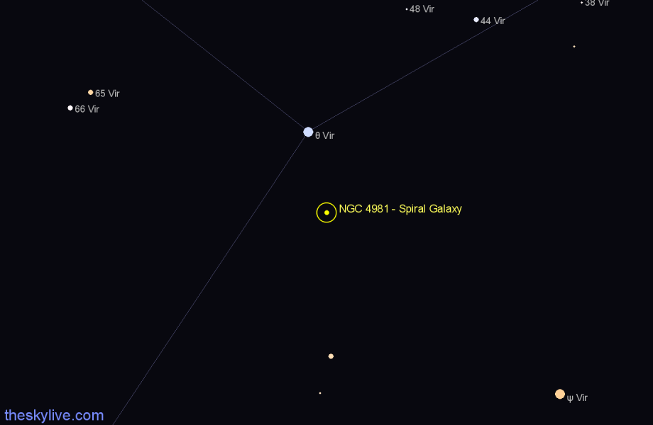 Finder chart NGC 4981 - Spiral Galaxy in Virgo star