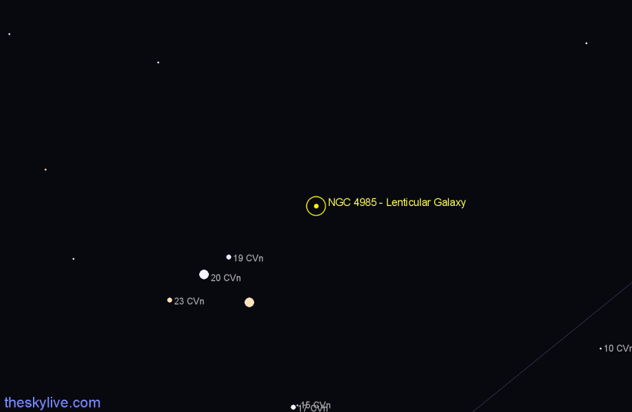 Finder chart NGC 4985 - Lenticular Galaxy in Canes Venatici star