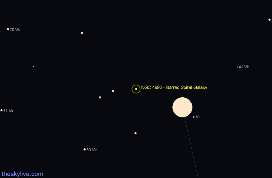 Finder chart NGC 4992 - Barred Spiral Galaxy in Virgo star