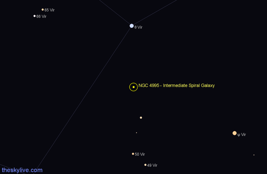 Finder chart NGC 4995 - Intermediate Spiral Galaxy in Virgo star