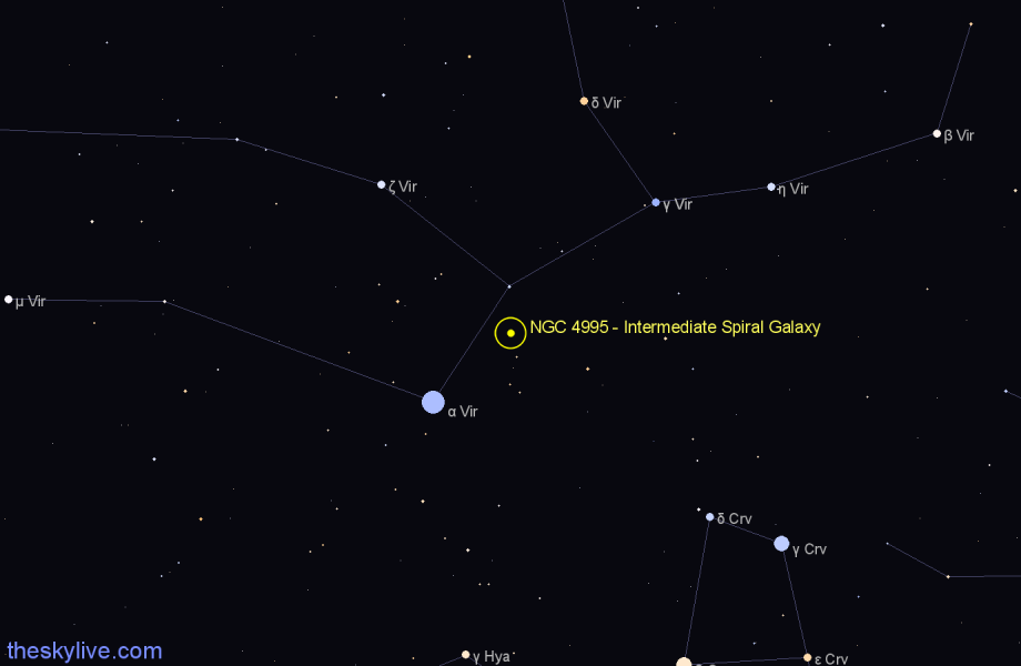 Finder chart NGC 4995 - Intermediate Spiral Galaxy in Virgo star