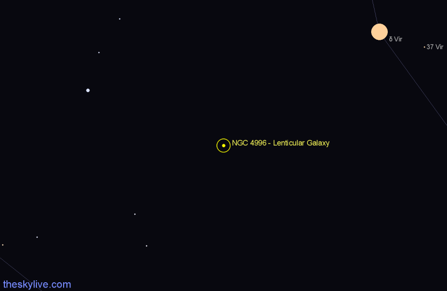 Finder chart NGC 4996 - Lenticular Galaxy in Virgo star