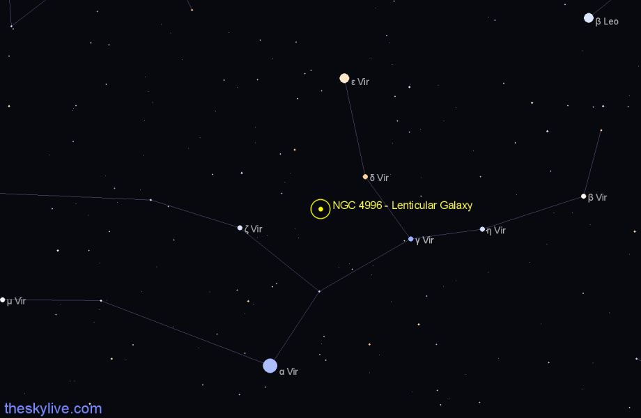 Finder chart NGC 4996 - Lenticular Galaxy in Virgo star