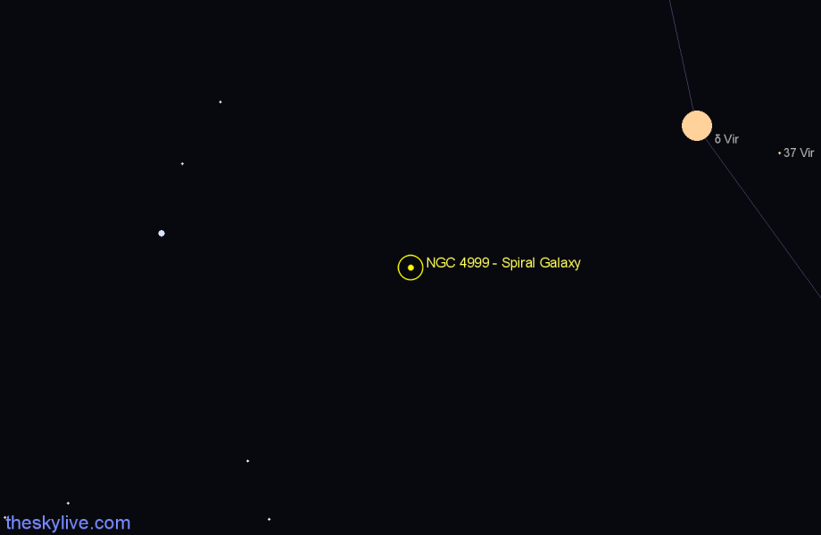 Finder chart NGC 4999 - Spiral Galaxy in Virgo star