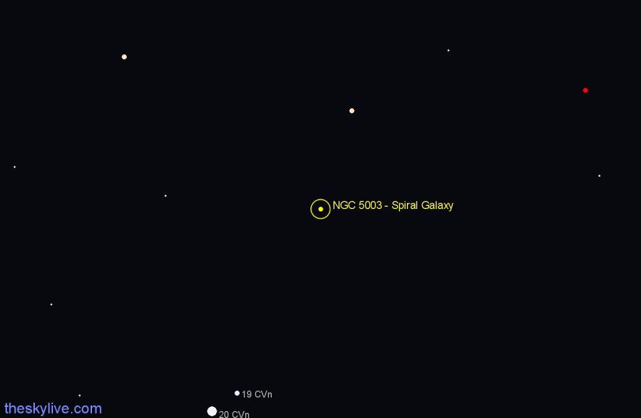 Finder chart NGC 5003 - Spiral Galaxy in Canes Venatici star