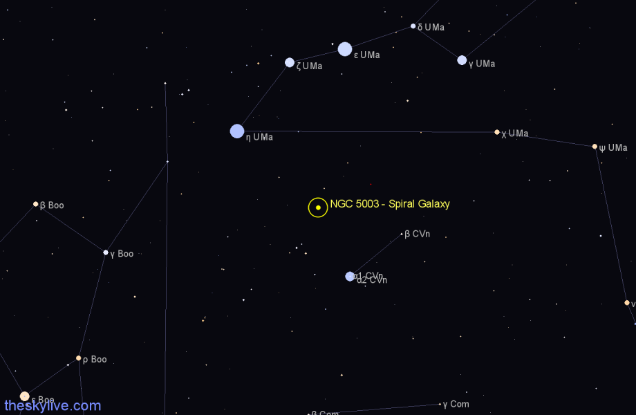 Finder chart NGC 5003 - Spiral Galaxy in Canes Venatici star