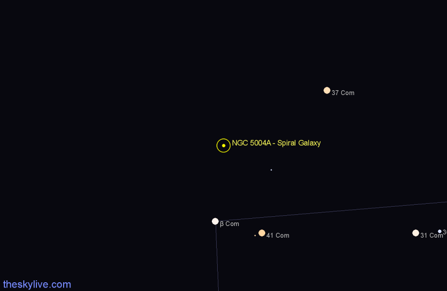 Finder chart NGC 5004A - Spiral Galaxy in Coma Berenices star