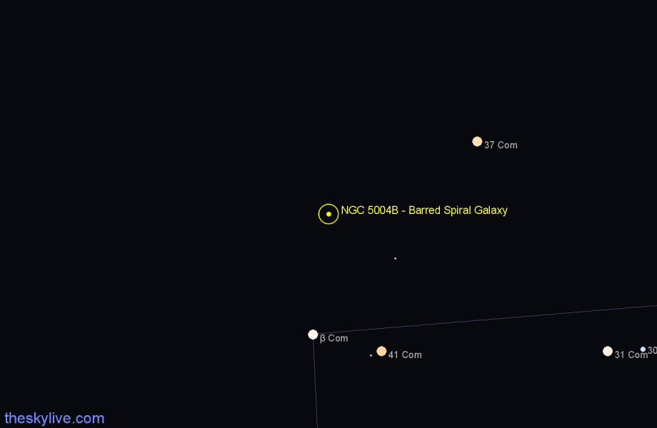 Finder chart NGC 5004B - Barred Spiral Galaxy in Coma Berenices star