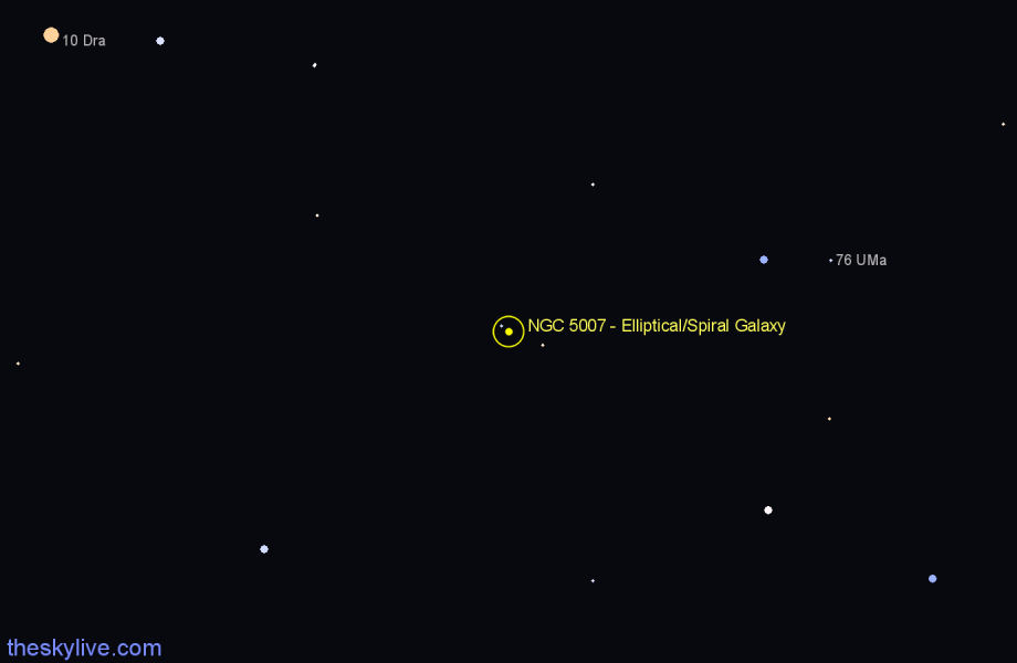 Finder chart NGC 5007 - Elliptical/Spiral Galaxy in Ursa Major star