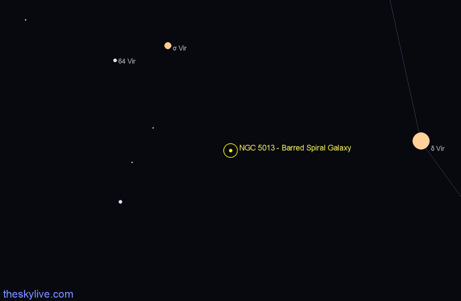 Finder chart NGC 5013 - Barred Spiral Galaxy in Virgo star